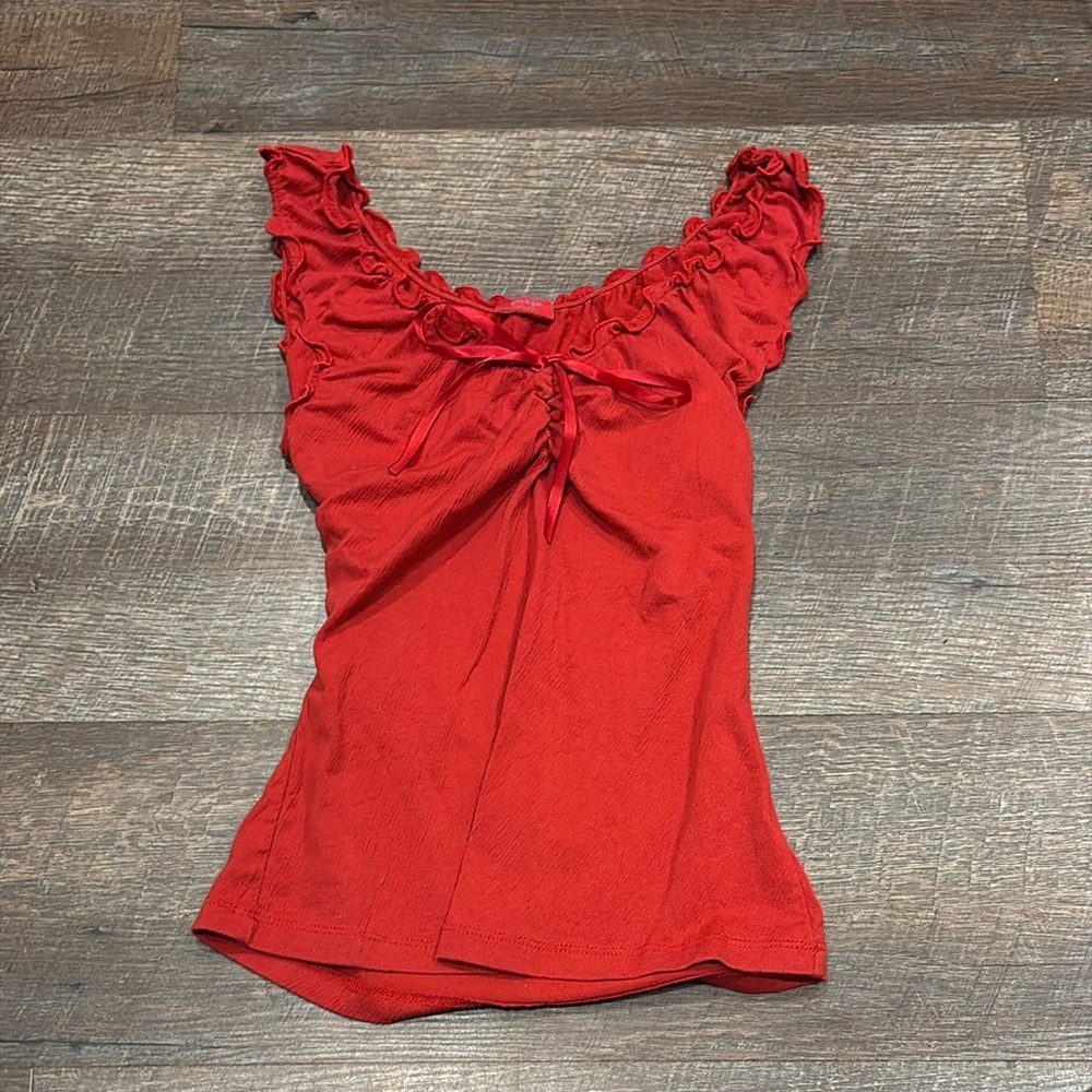 Red Ruffled Women's Top